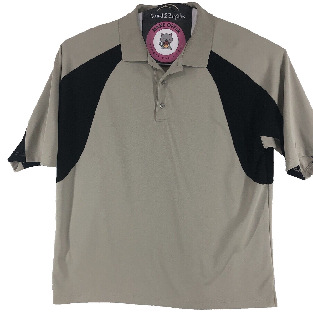 Pro tour polo shirt men's 2XL beige black‎ stretch comfort golf activewear XXL